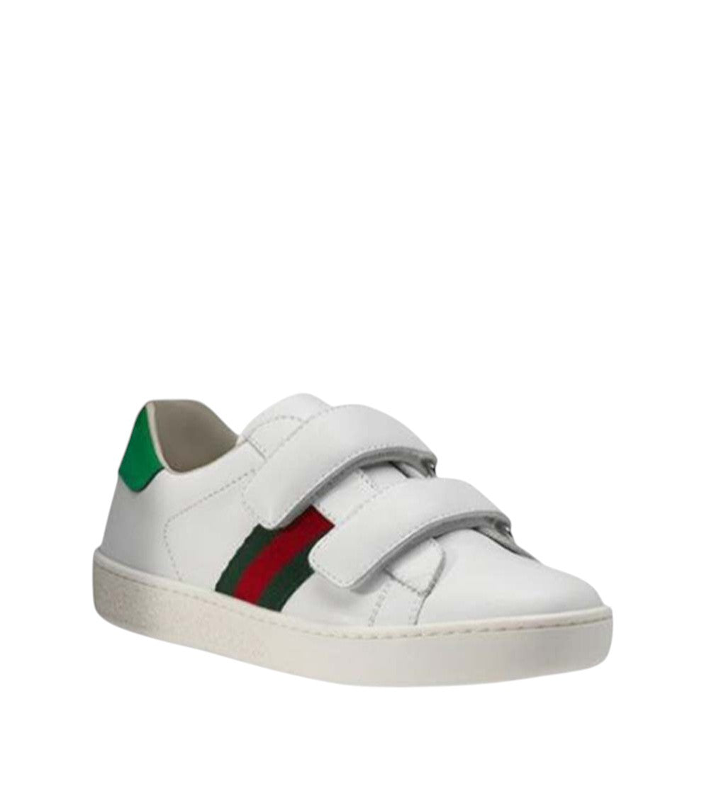 Kids White Ace Leather Sneakers 3
