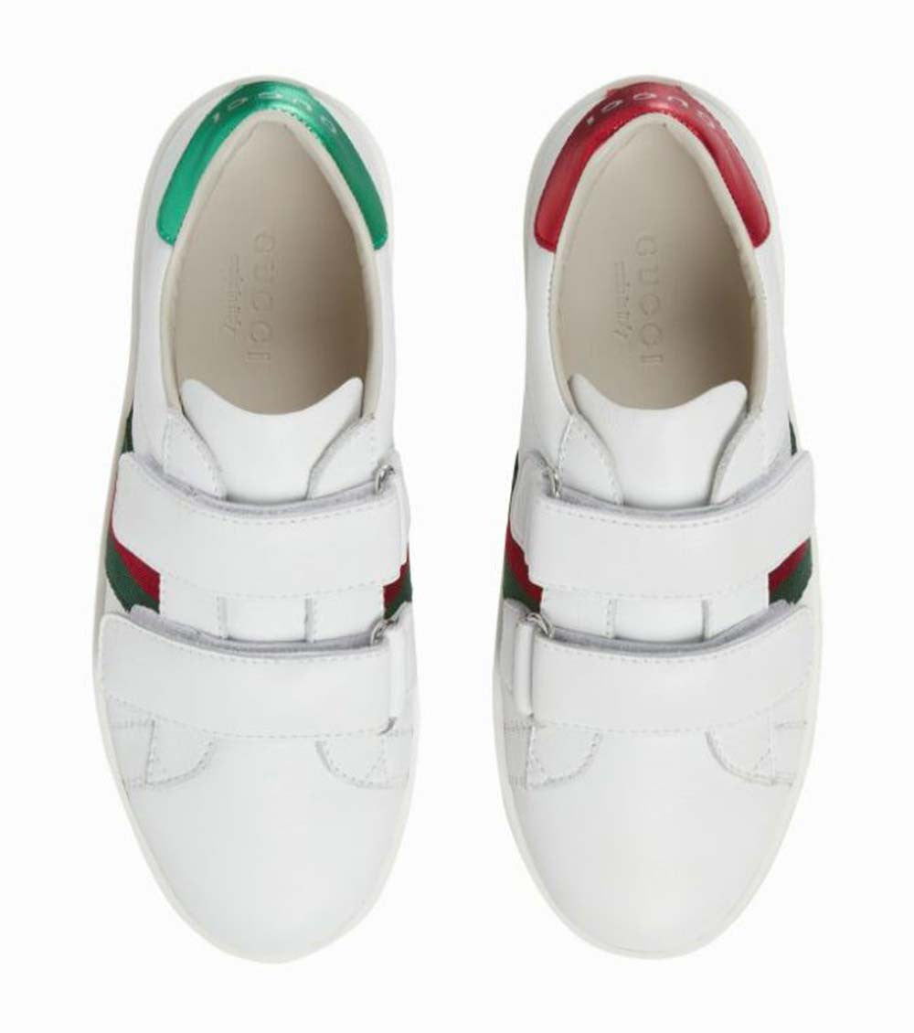 Kids White Ace Leather Sneakers 4
