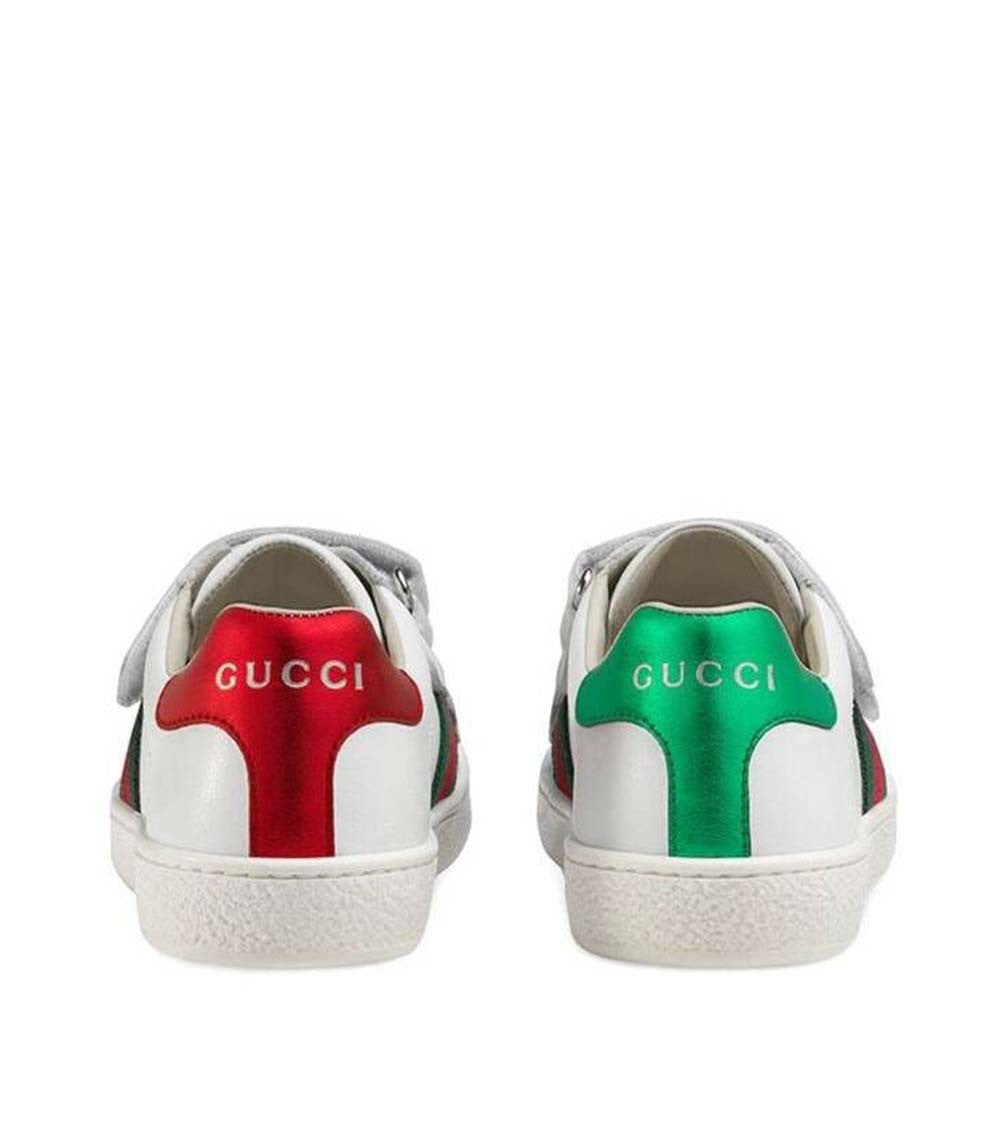 Kids White Ace Leather Sneakers 5