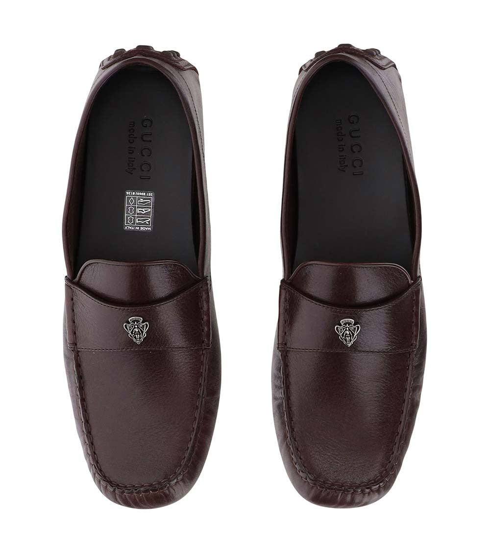 Brown Leather Logo Loafers 2