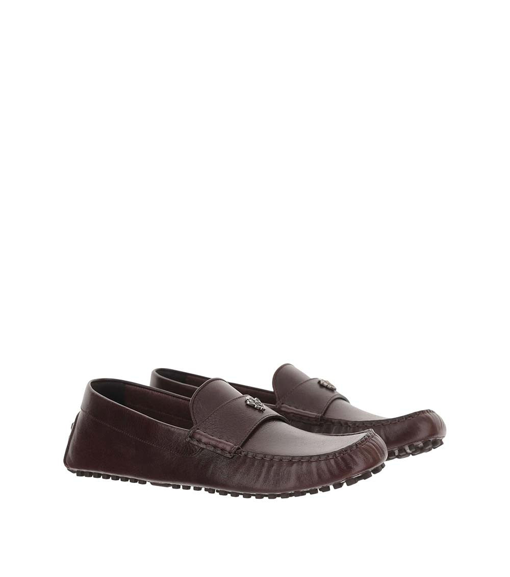 Brown Leather Logo Loafers 3
