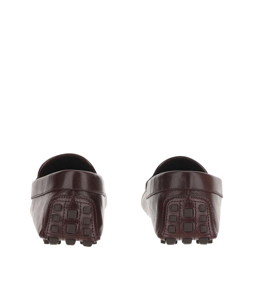 Brown Leather Logo Loafers 4
