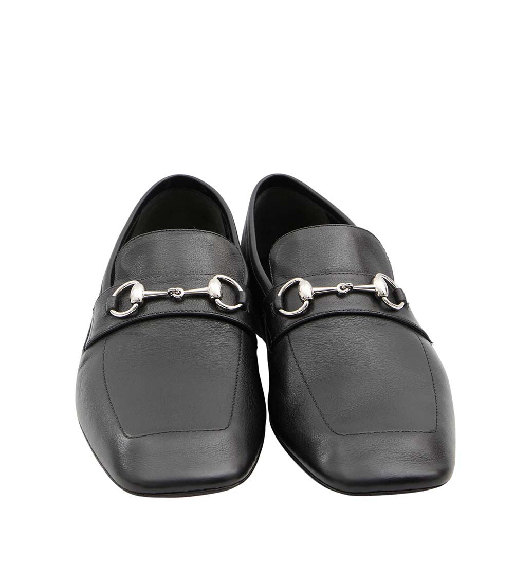 Black Leather Horsebit Loafers 4