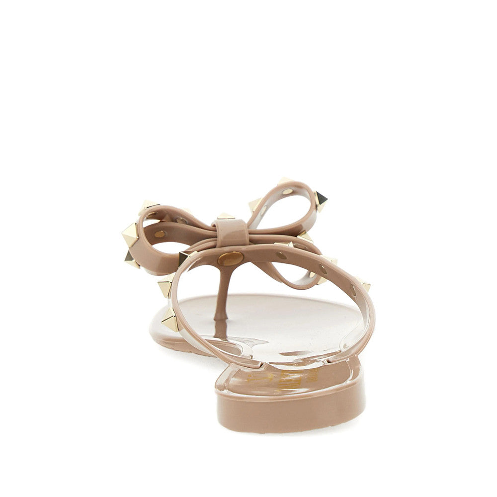 Beige Rockstud Sandals 3
