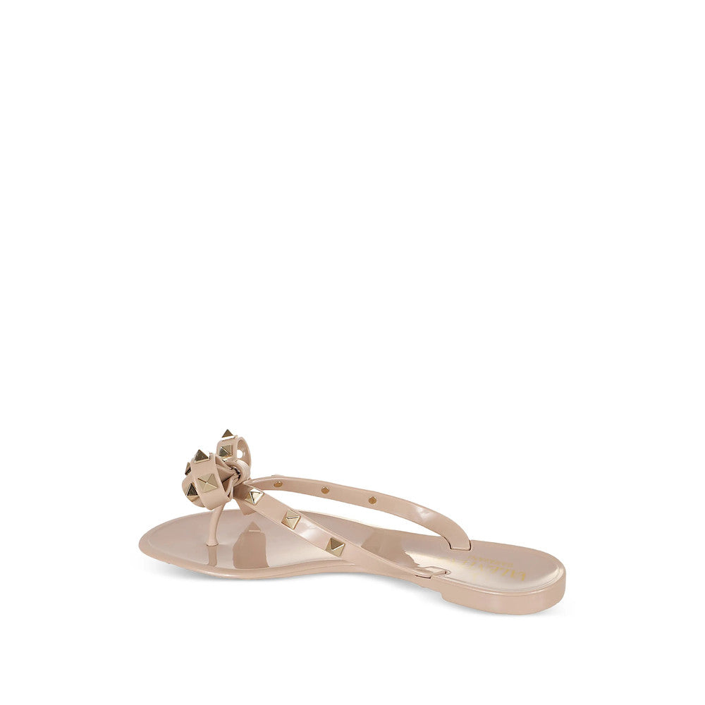 Beige Rockstud Sandals 4