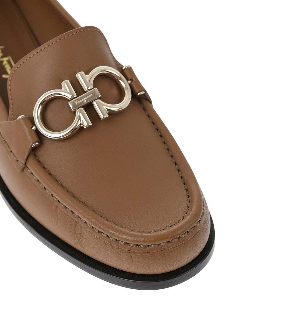 Brown Logo Leather Loafers 3