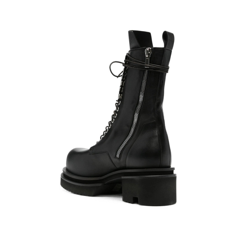 Black Leather Lace-up Boots 4