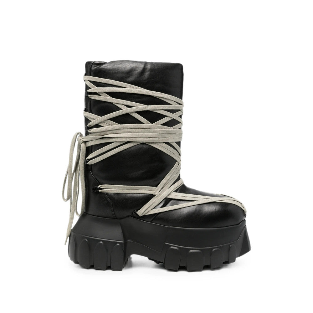 Black Megalace Leather Boots 1