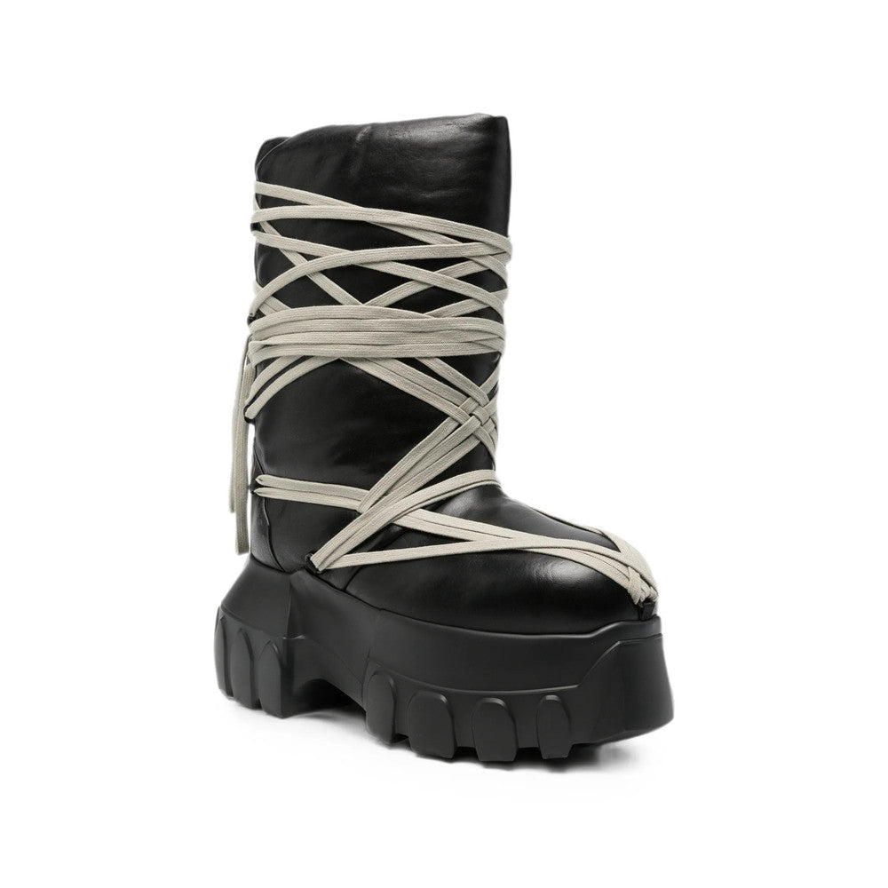 Black Megalace Leather Boots 2