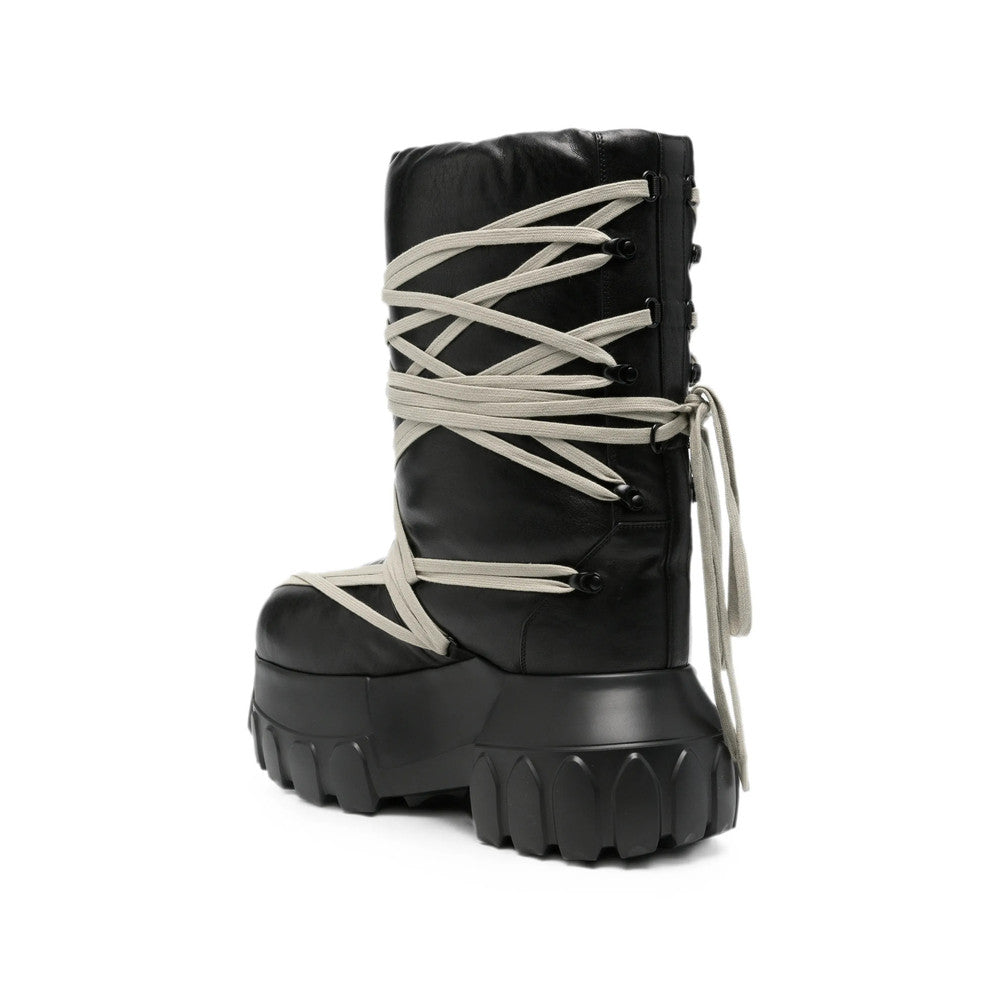 Black Megalace Leather Boots 3