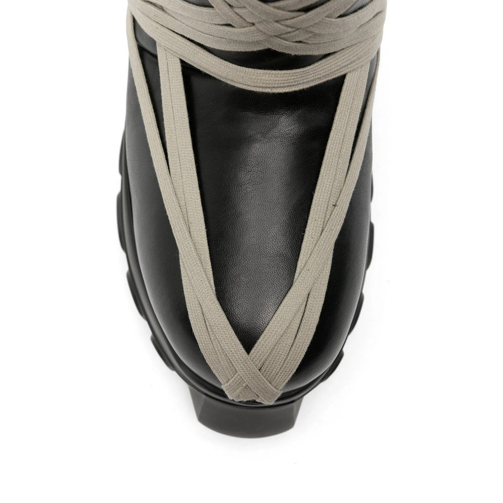 Black Megalace Leather Boots 4