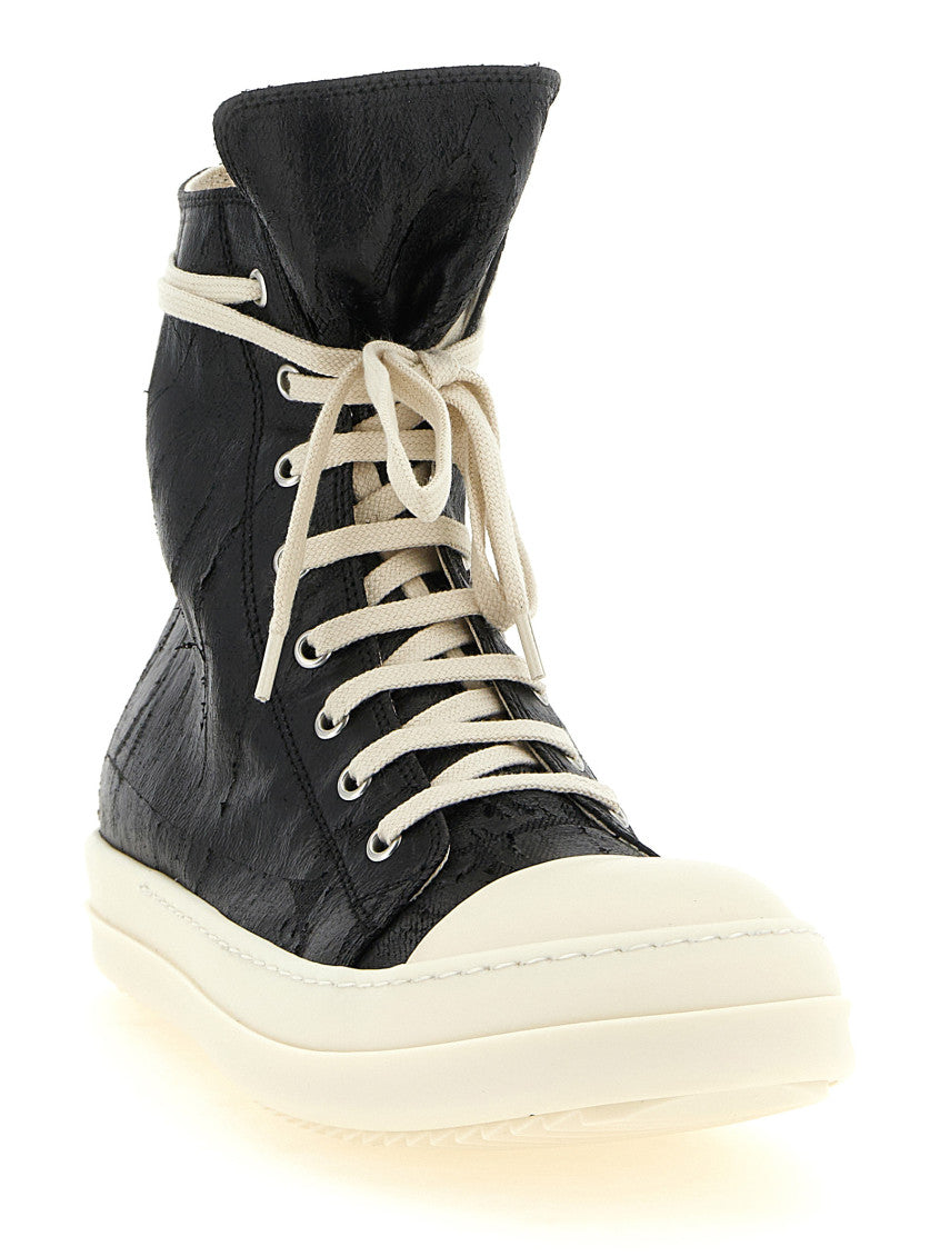 Black Textured High-top Sneakers 2