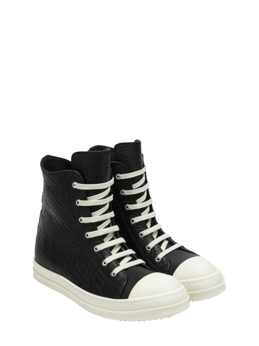 Black Textured High-Top Sneakers 2