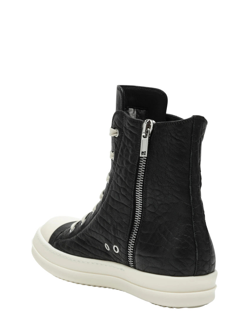 Black Textured High-Top Sneakers 3