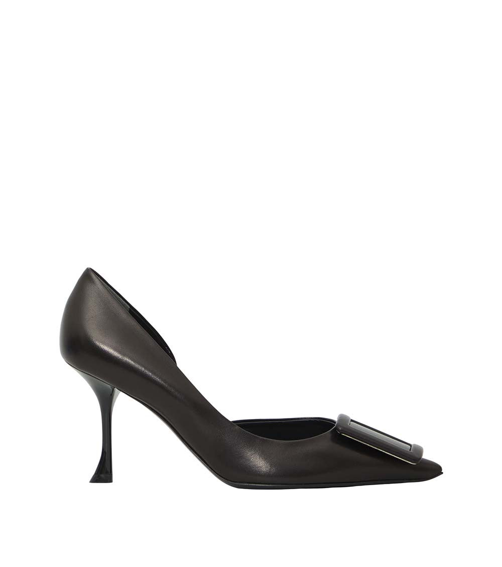 Black Dorsay Leather Pumps 1