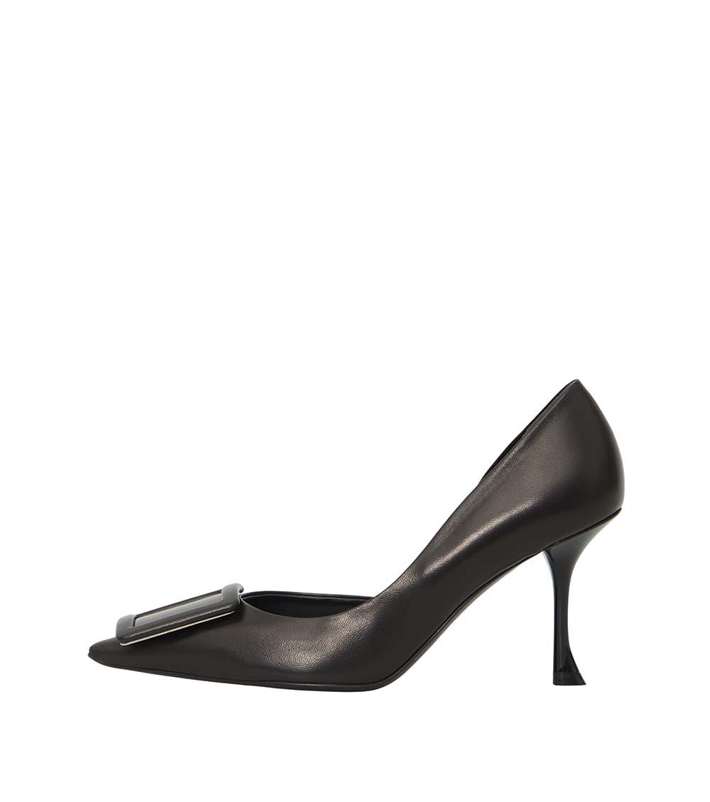 Black Dorsay Leather Pumps 4