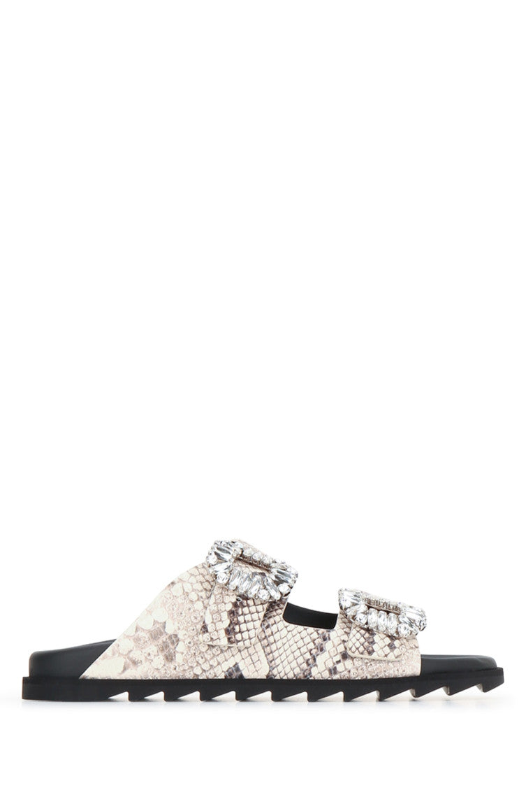White Rhinestone Buckle Sandals 1