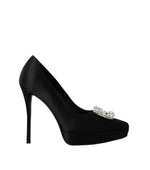 Black Embellished Flower Pumps 1