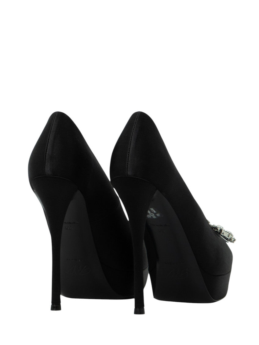 Black Embellished Flower Pumps 3
