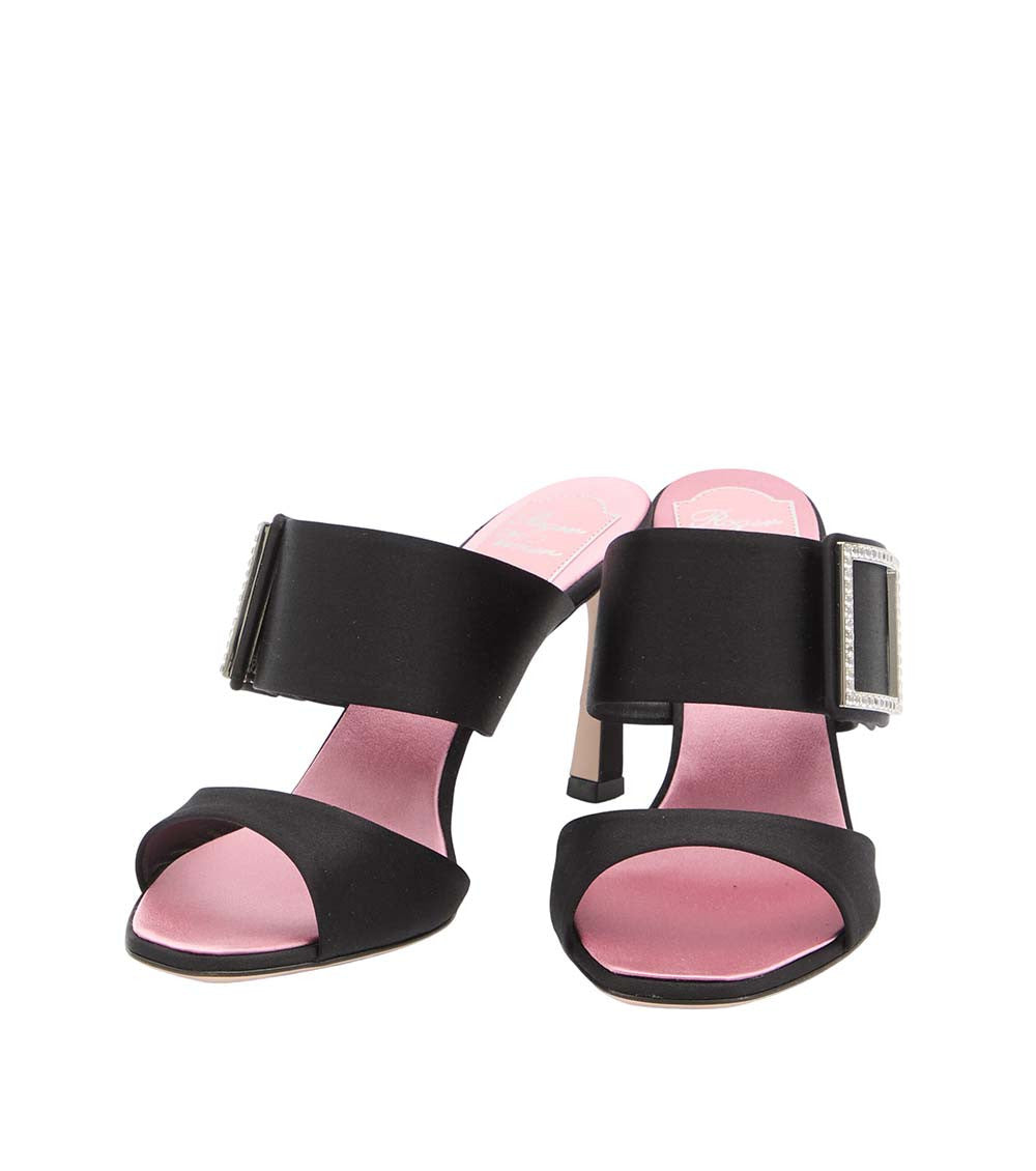 Black Trompette Satin Heels 2