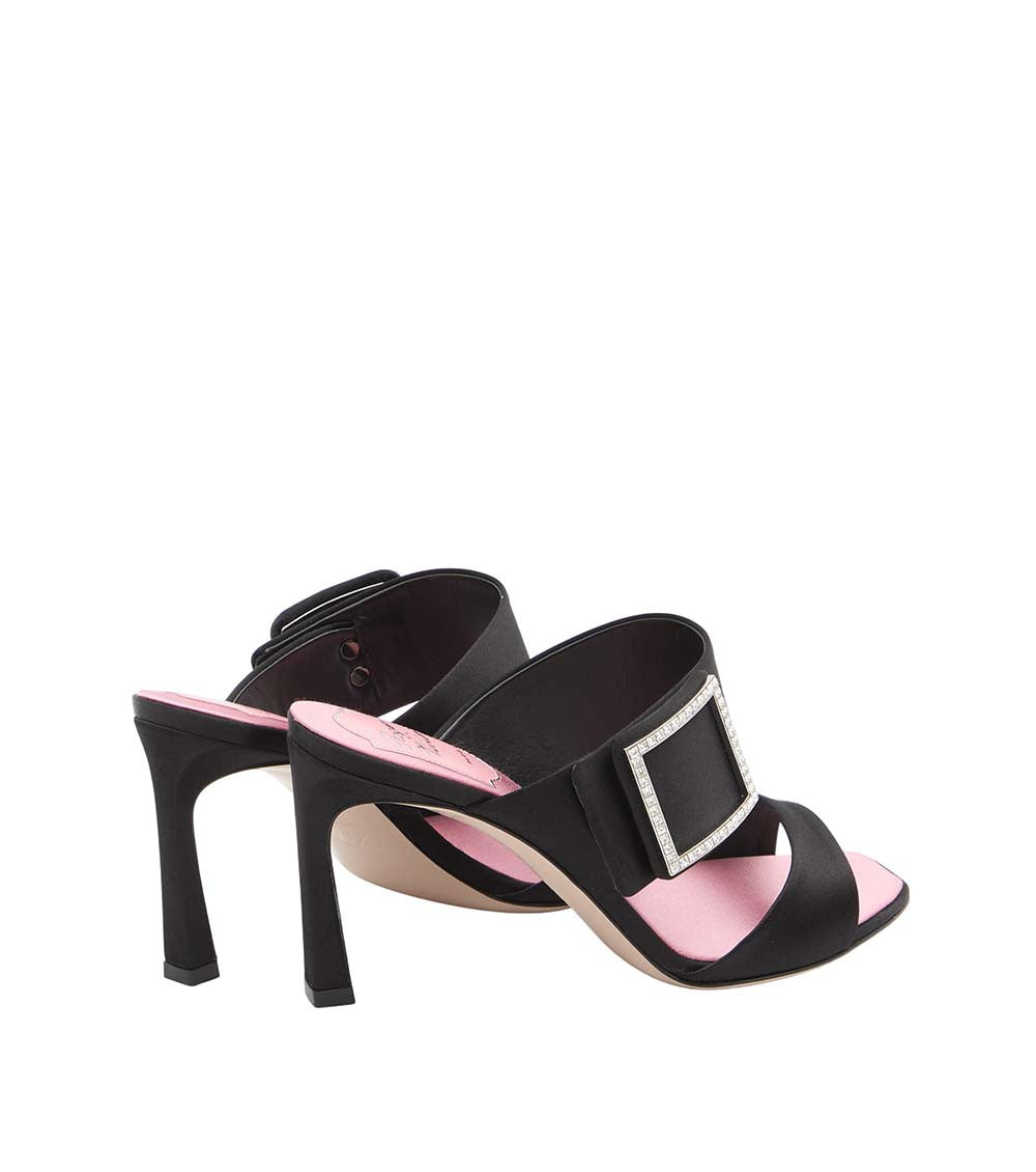 Black Trompette Satin Heels 3