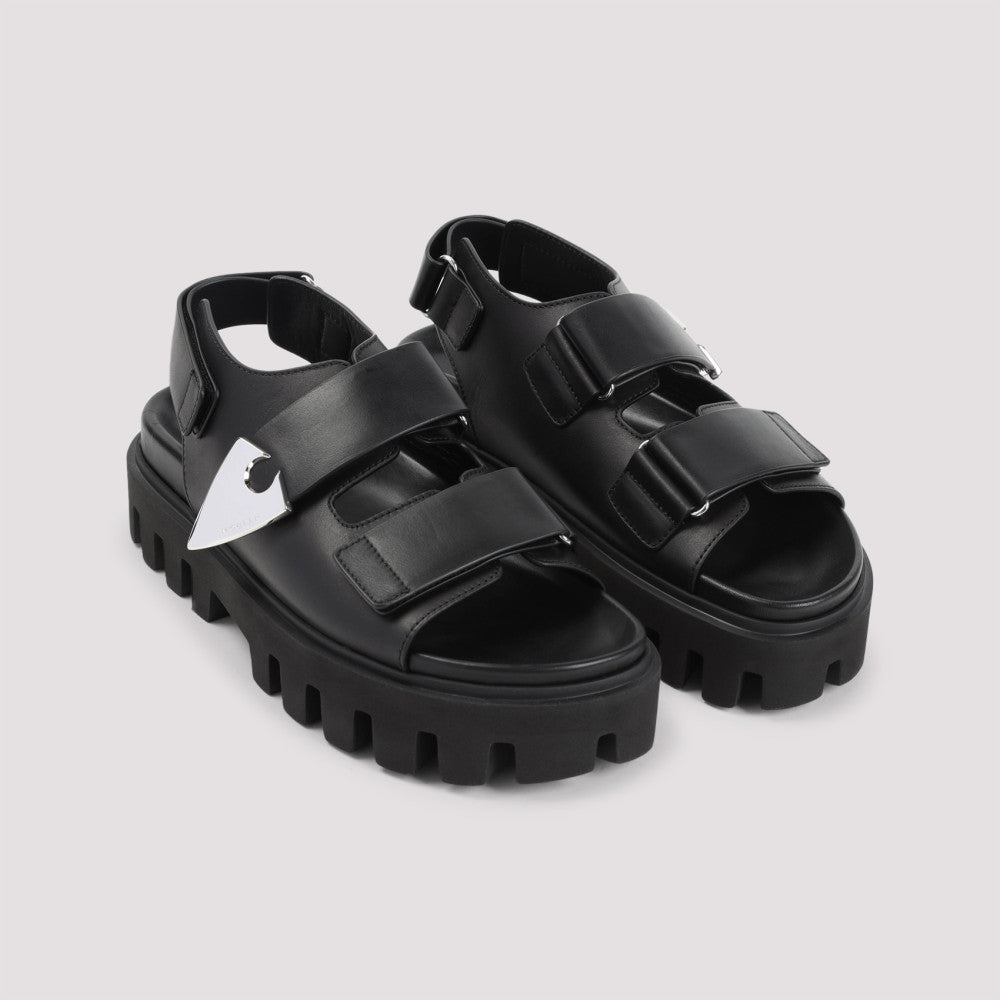 Black Leather Sandals 5