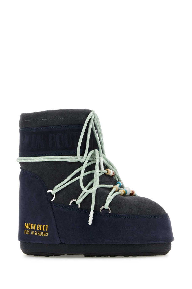 Navy Blue Two-tone Low Ankle Boots 2