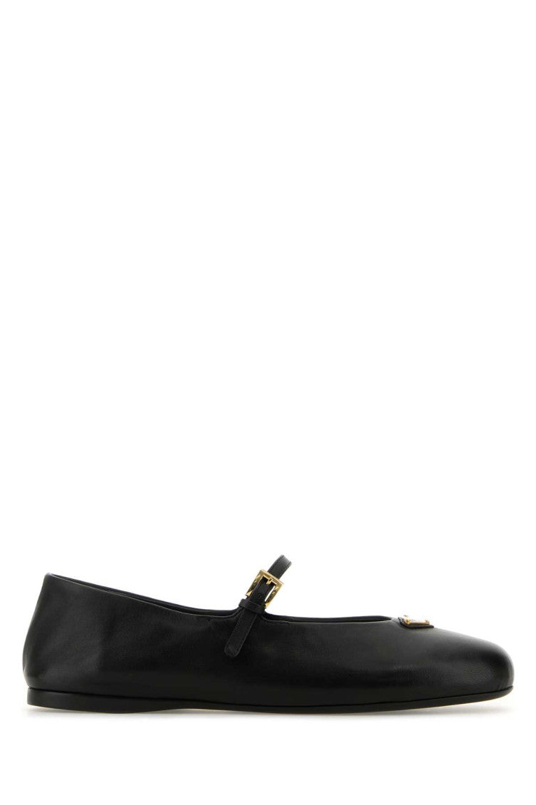 Black Leather Ballet Flats 1