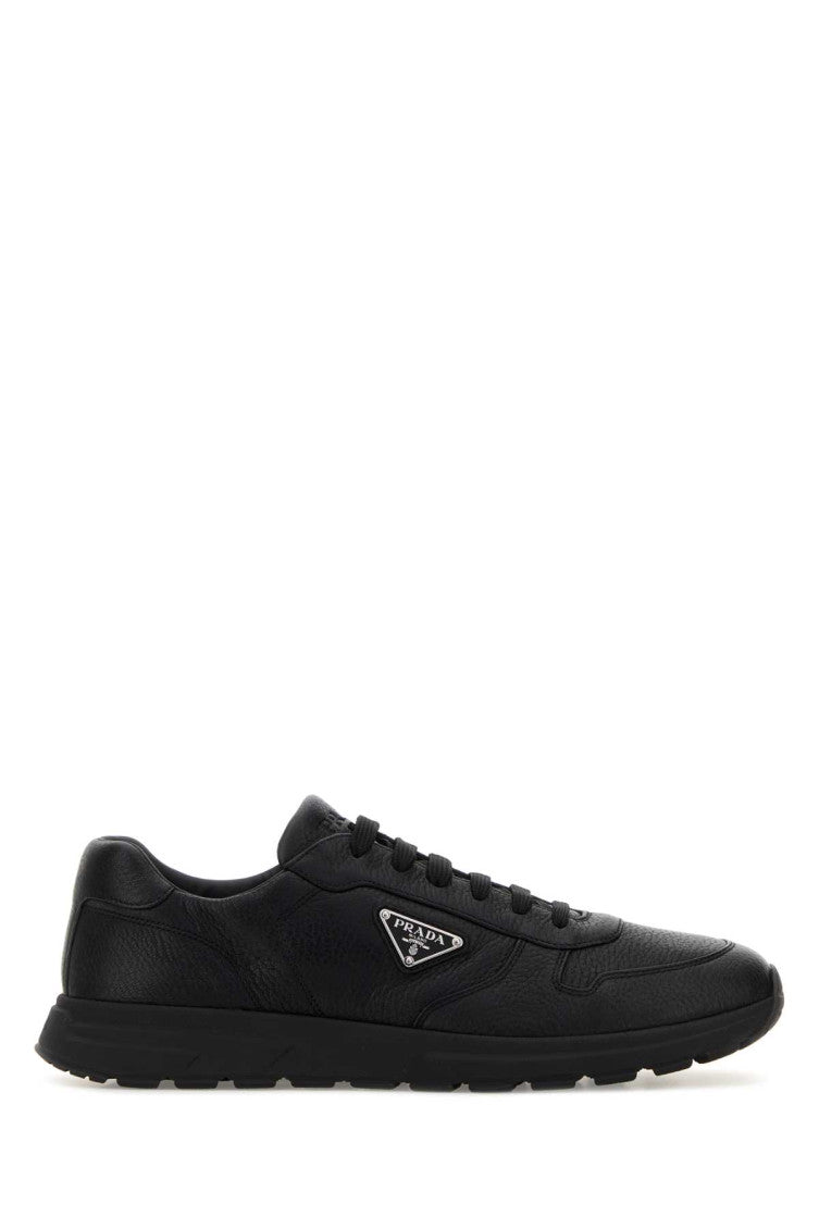 Black Solid Logo Sneakers 1