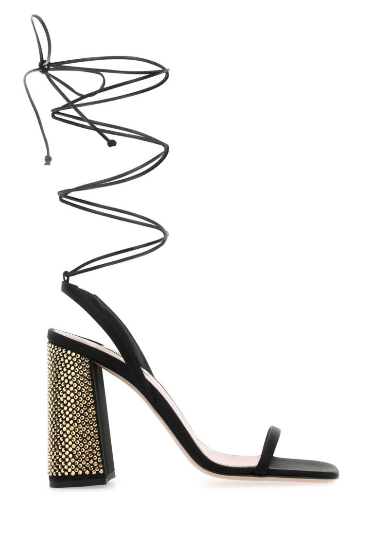 Black Ankle Tie-Fastening Sandals 1