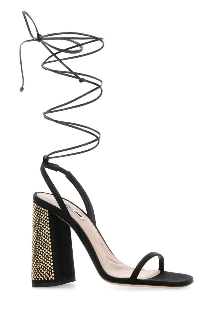 Black Ankle Tie-Fastening Sandals 2