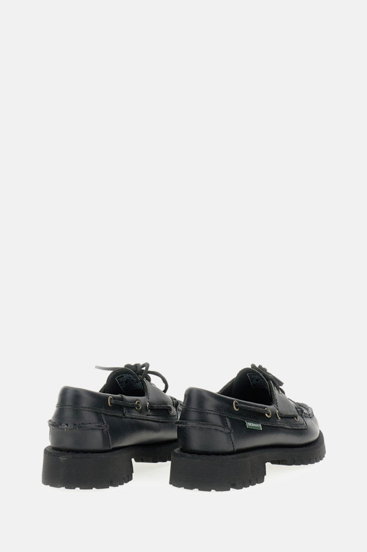 Black Logo Leather Loafers 3
