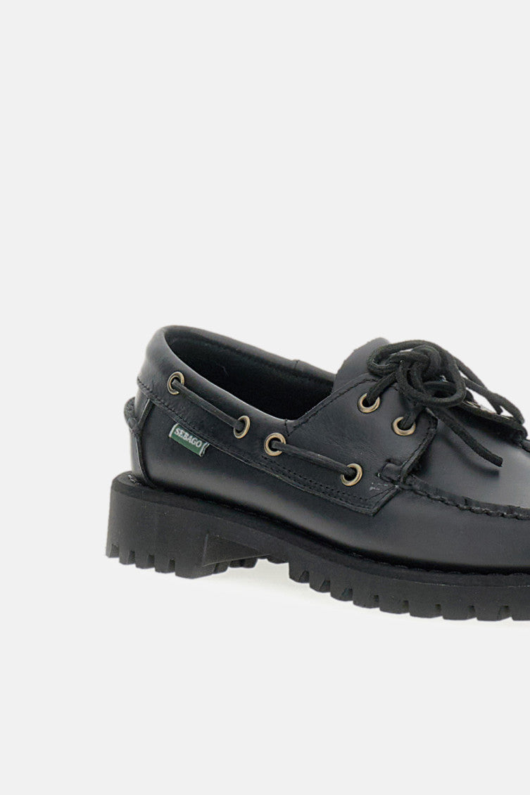 Black Logo Leather Loafers 4