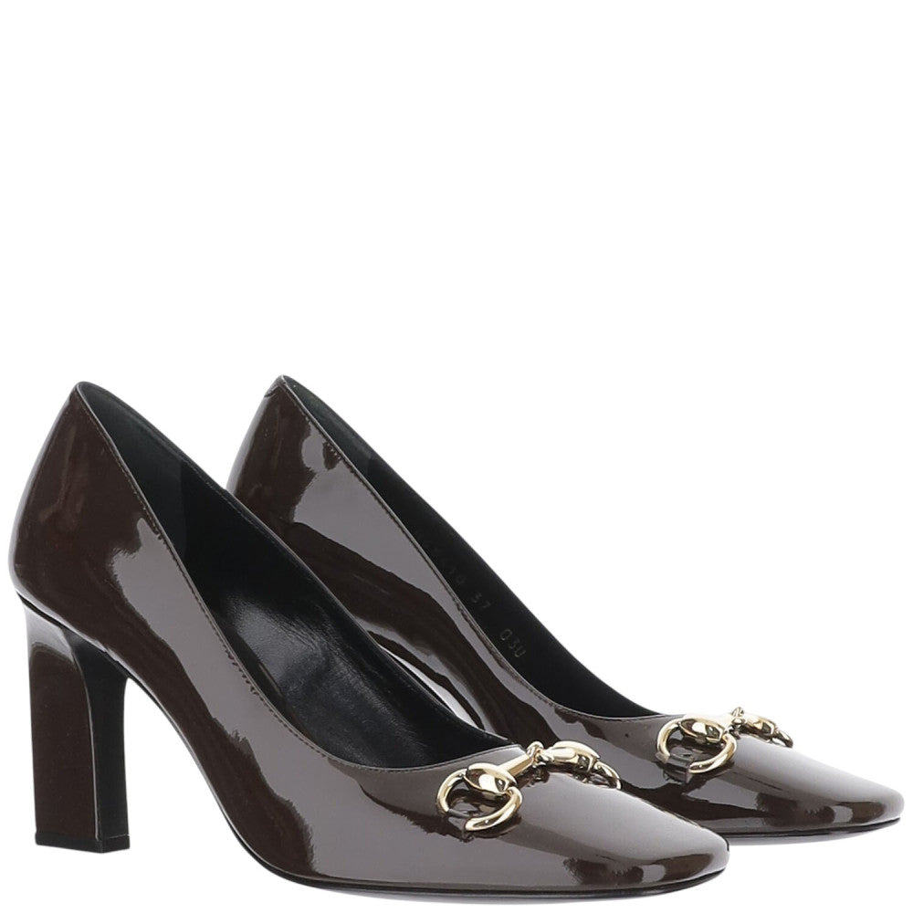 Dark Brown Horsebit Pumps 2