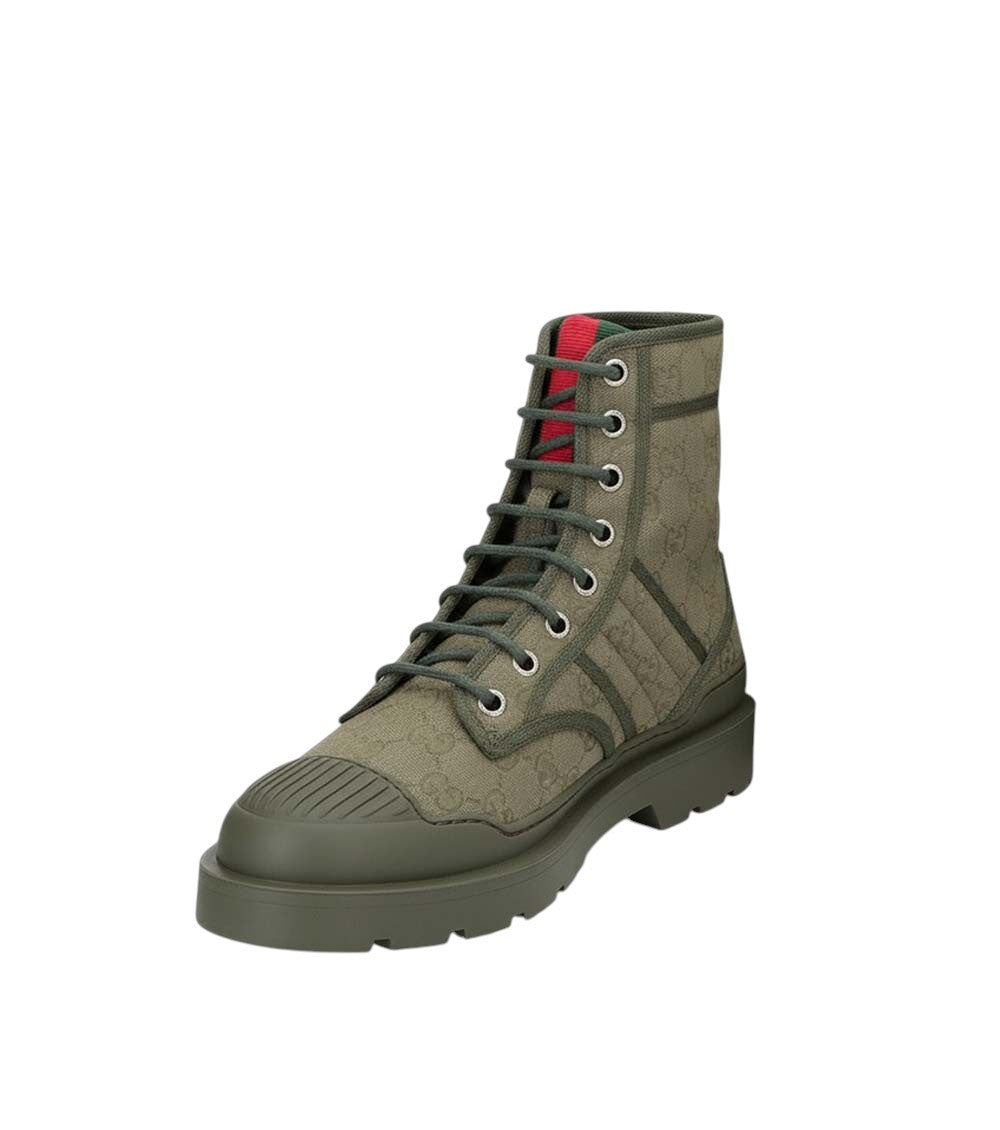 Green Textured Laced Boots 2