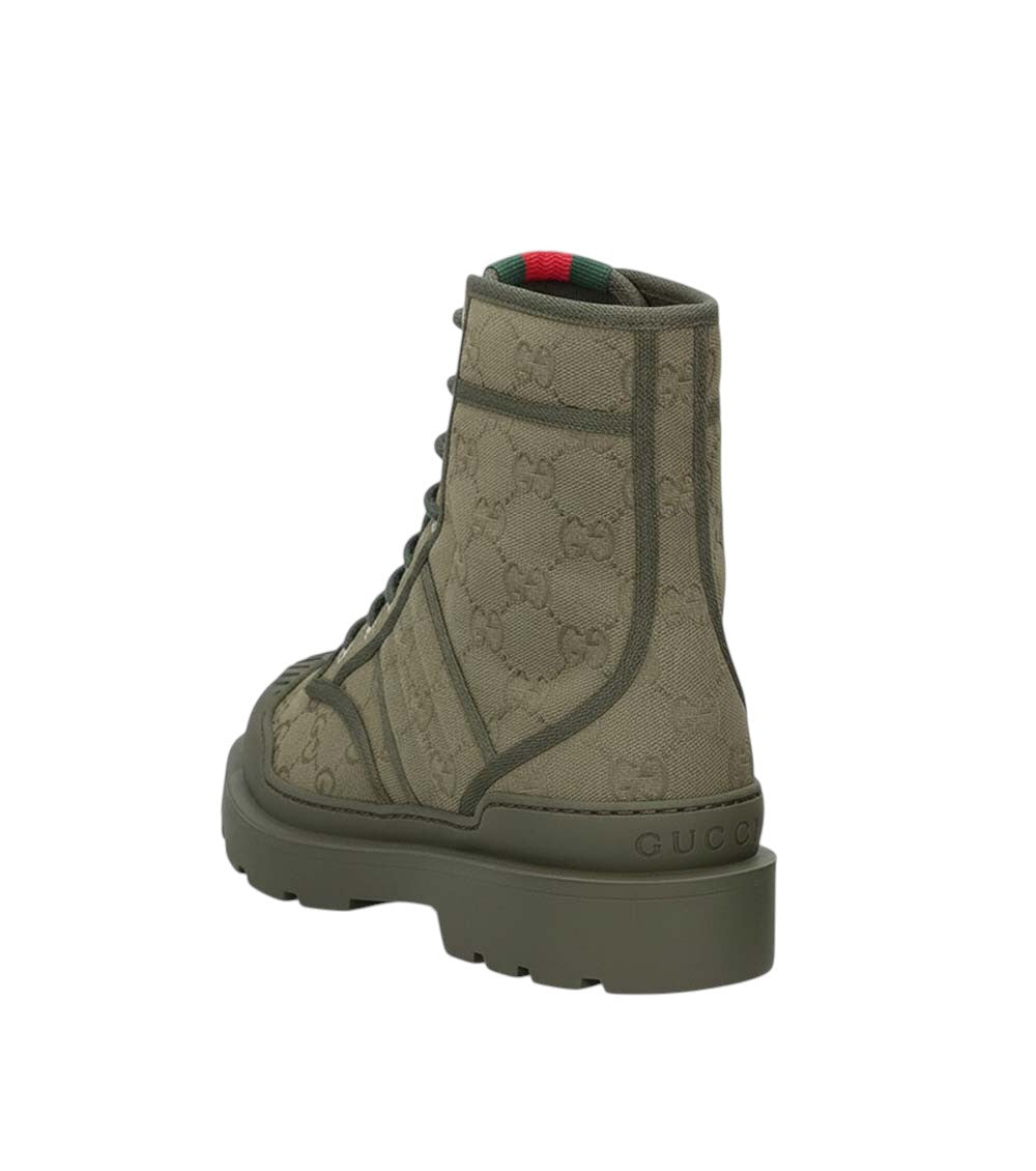 Green Textured Laced Boots 3