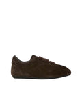 Brown Low-Top Suede Sneakers 1