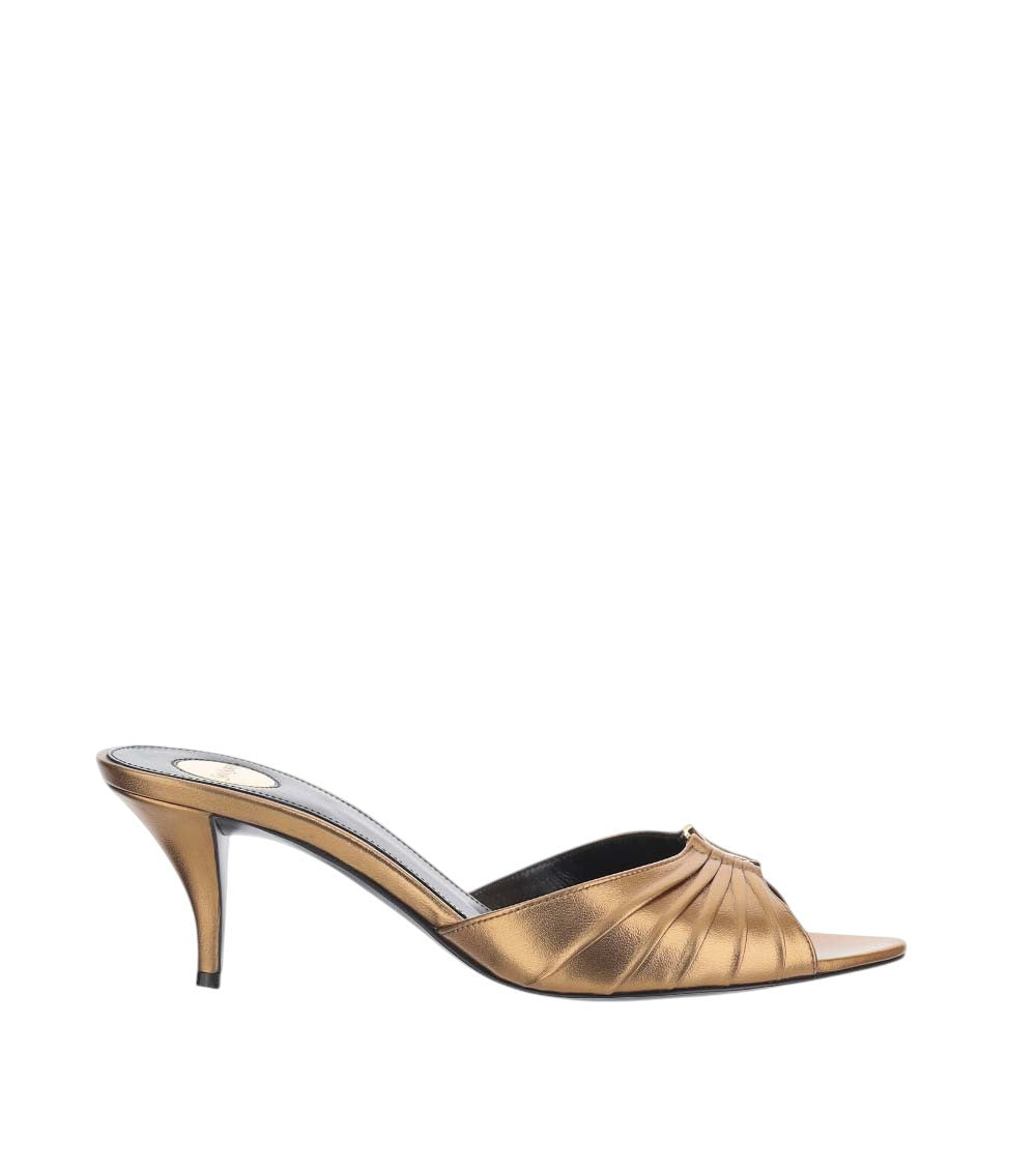Golden Textured Draped Heels 1