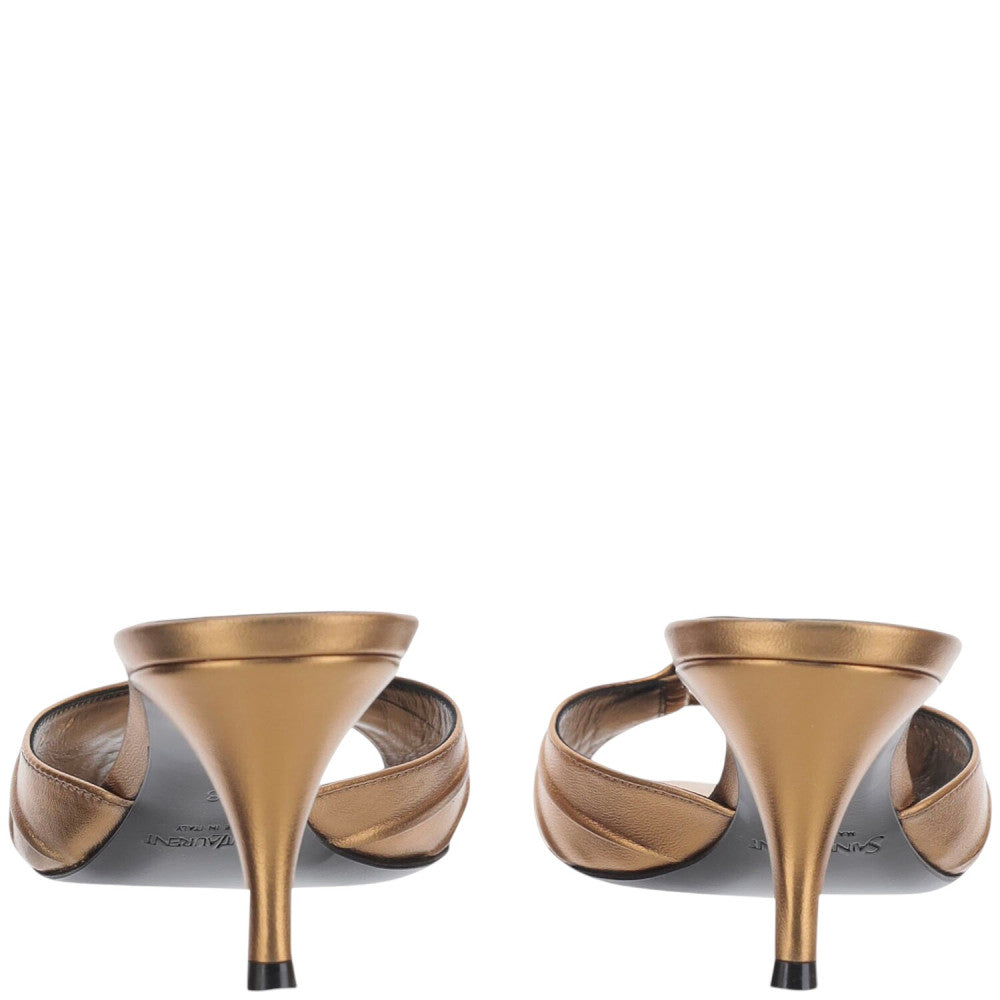 Golden Textured Draped Heels 3