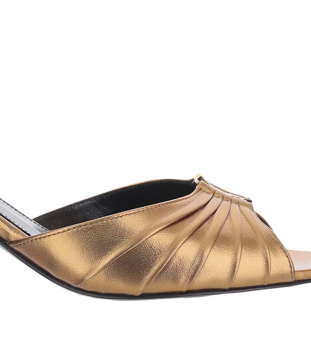 Golden Textured Draped Heels 4