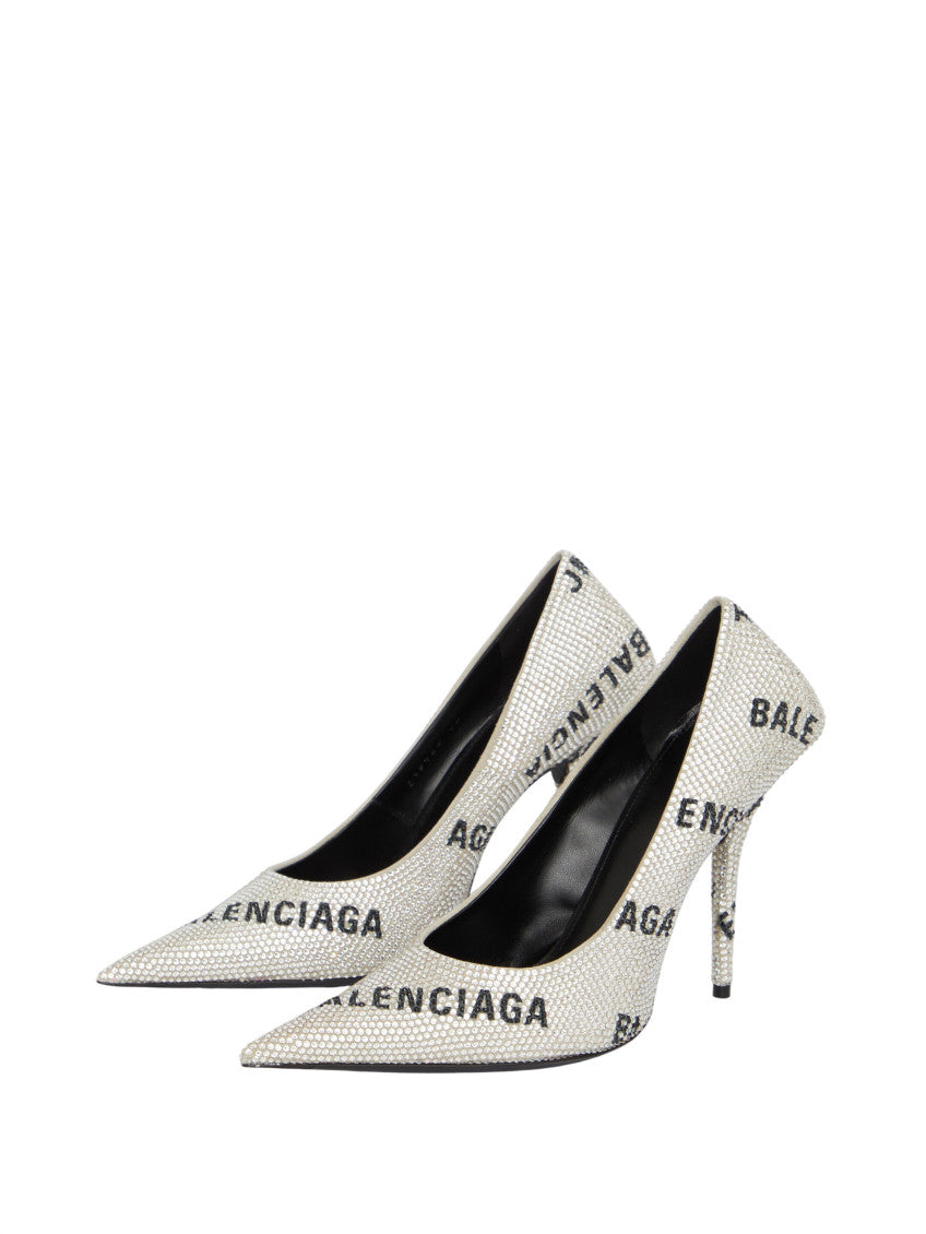 Silver Logo Square Knife Pumps 2