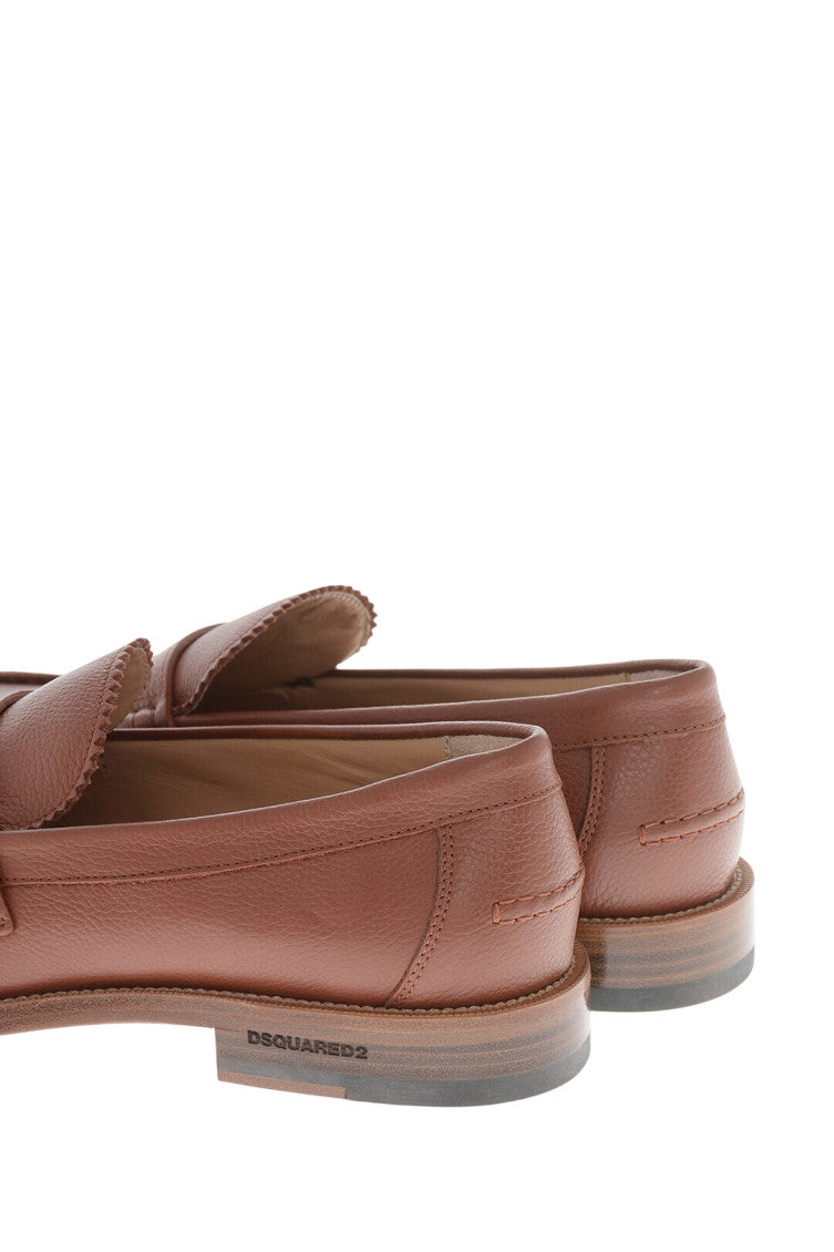 Brown Textured Loafers 3