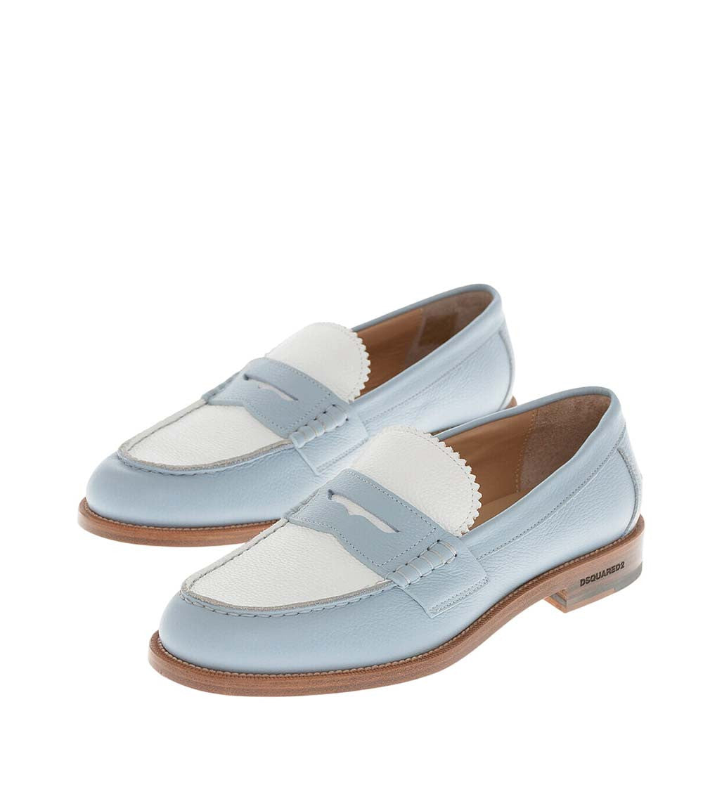 Sky Blue Color Block Loafers 2