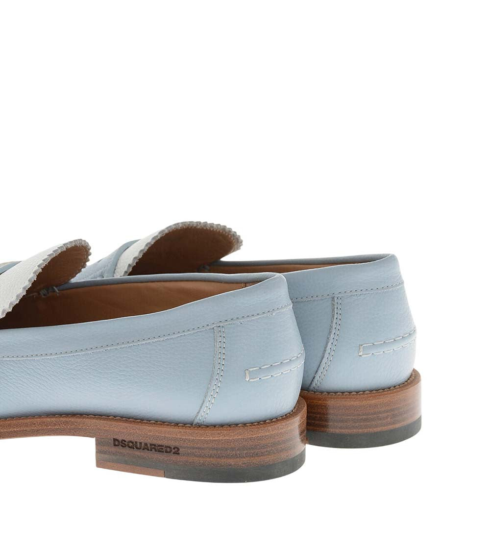 Sky Blue Color Block Loafers 3