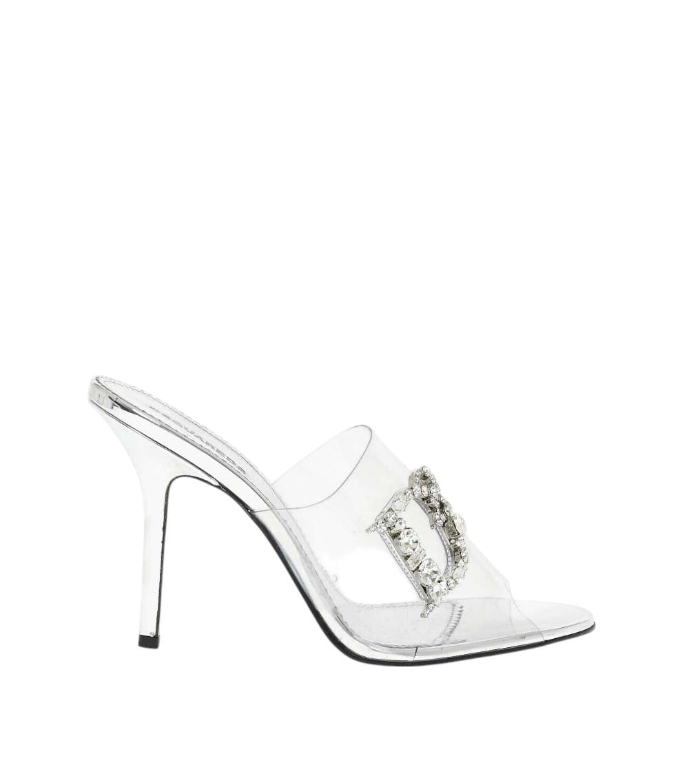Silver Embellished Transparent Heels 1