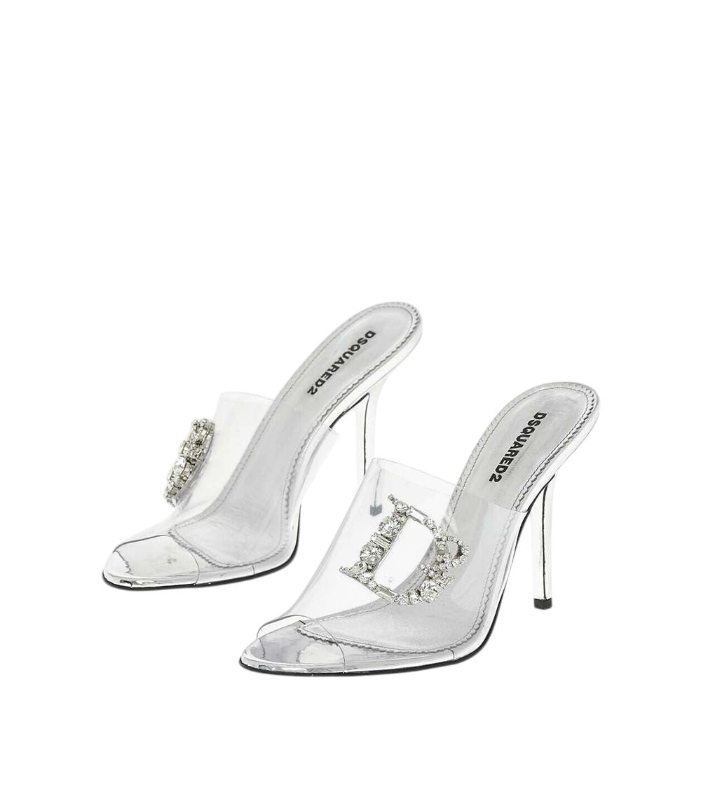 Silver Embellished Transparent Heels 2