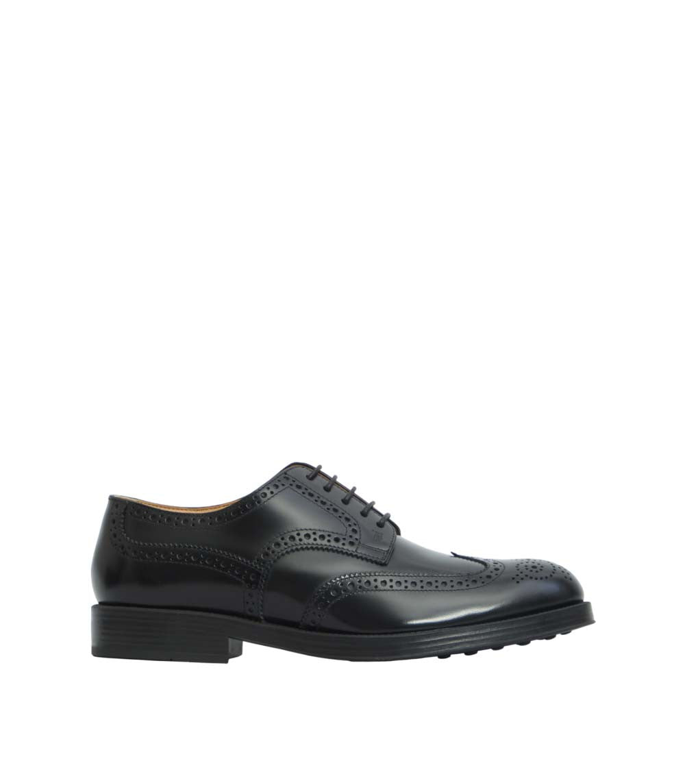 Black Perforated Wingtip Lace Ups Shoes 1