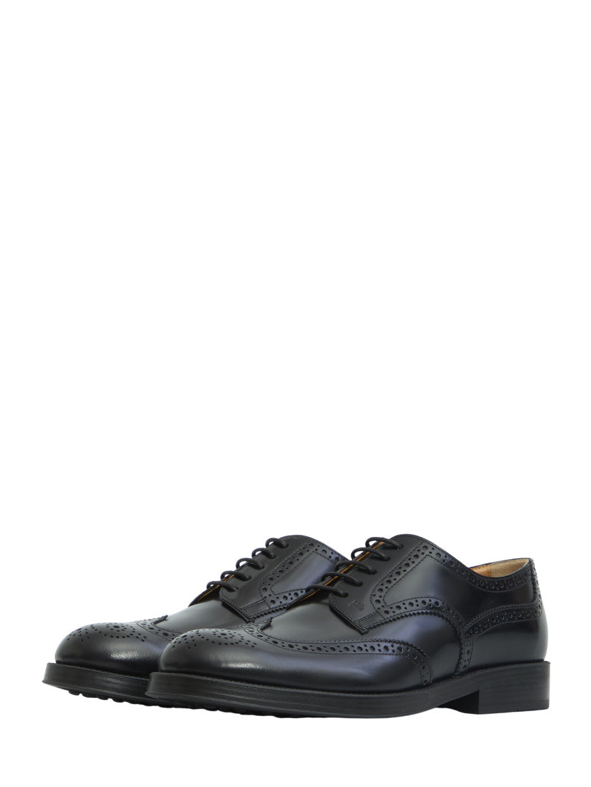 Black Perforated Wingtip Lace Ups Shoes 2