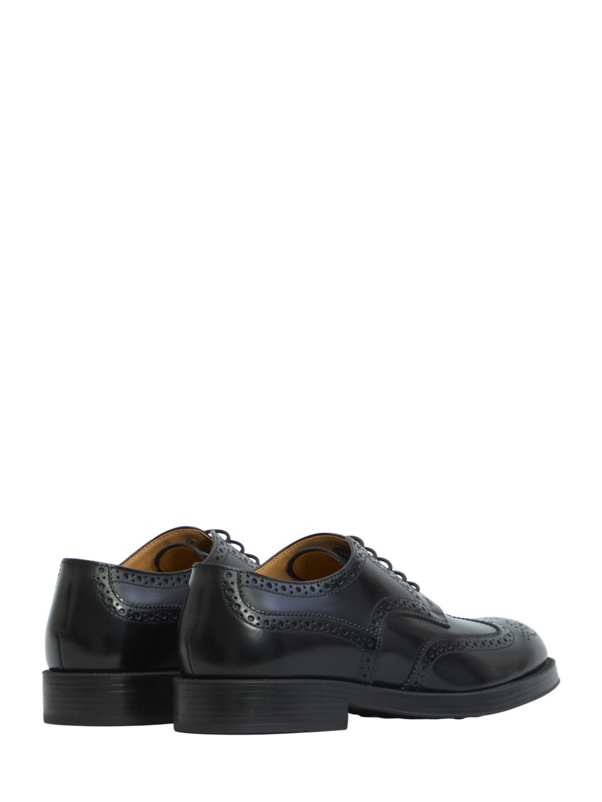 Black Perforated Wingtip Lace Ups Shoes 3