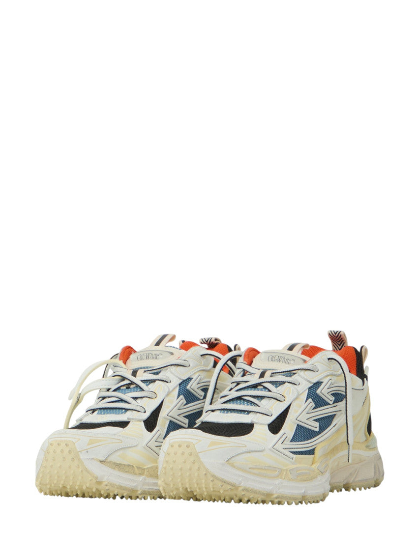 White Color Block Worn Out Sneakers 2